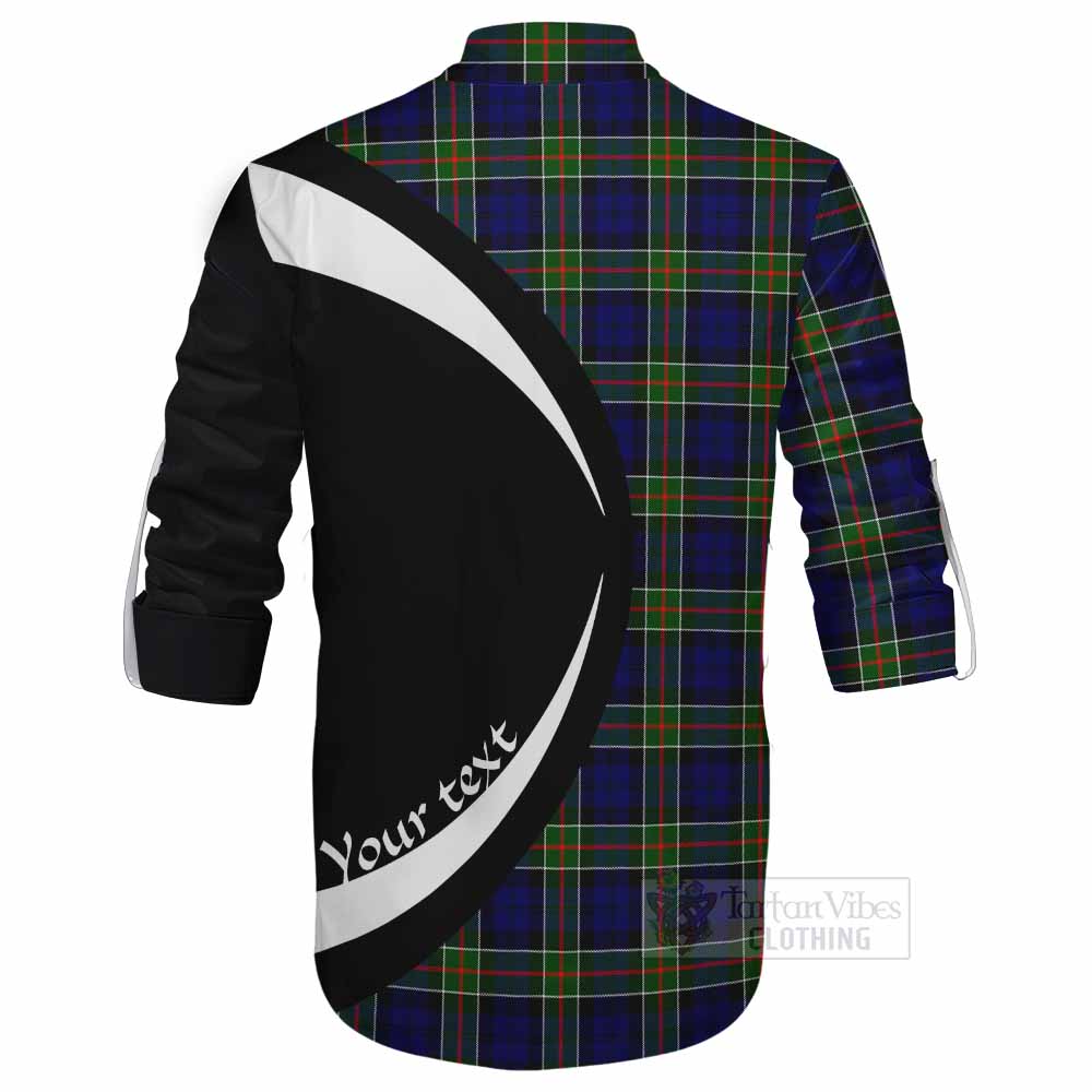 Tartan Vibes Clothing Colquhoun Tartan Ghillie Kilt Shirt with Family Crest Circle Style