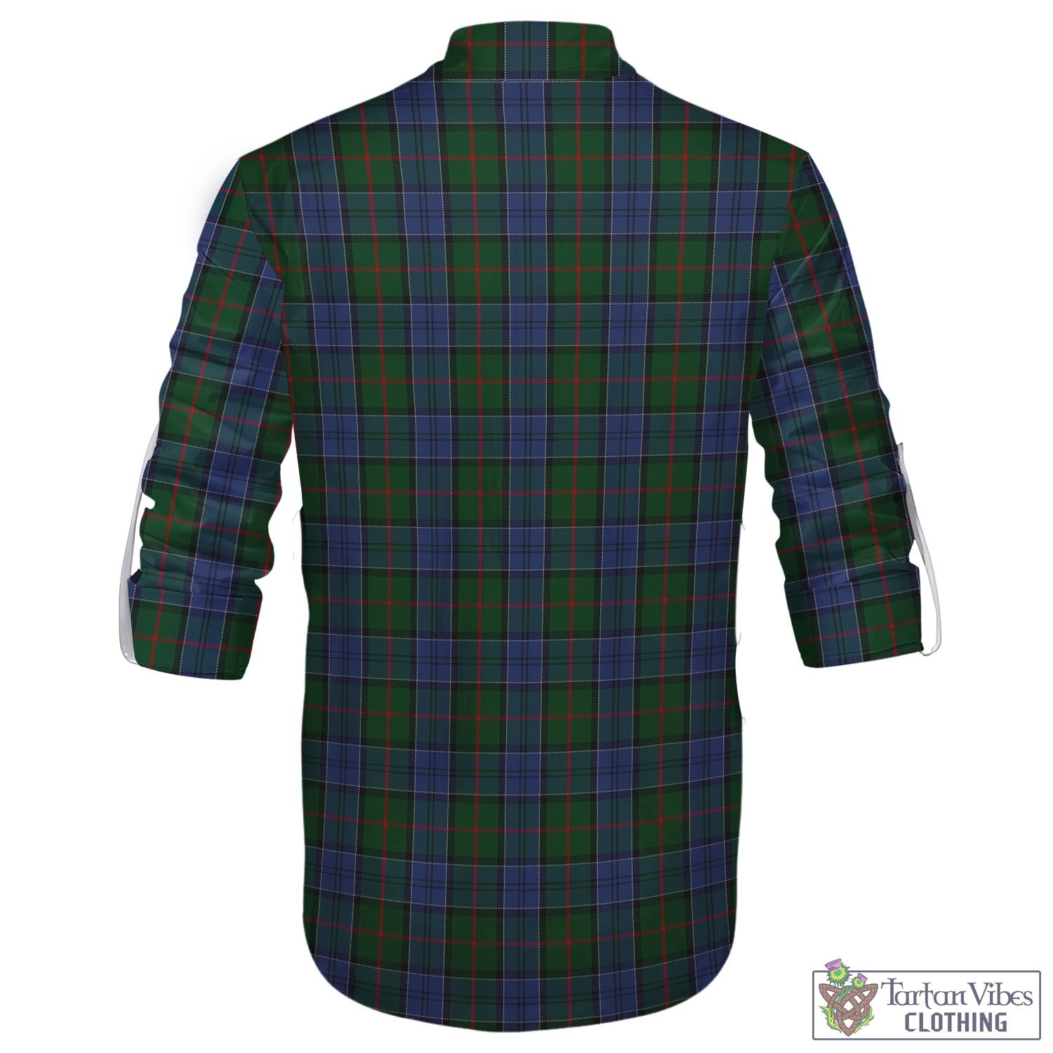 Tartan Vibes Clothing Colquhoun Tartan Men's Scottish Traditional Jacobite Ghillie Kilt Shirt with Family Crest