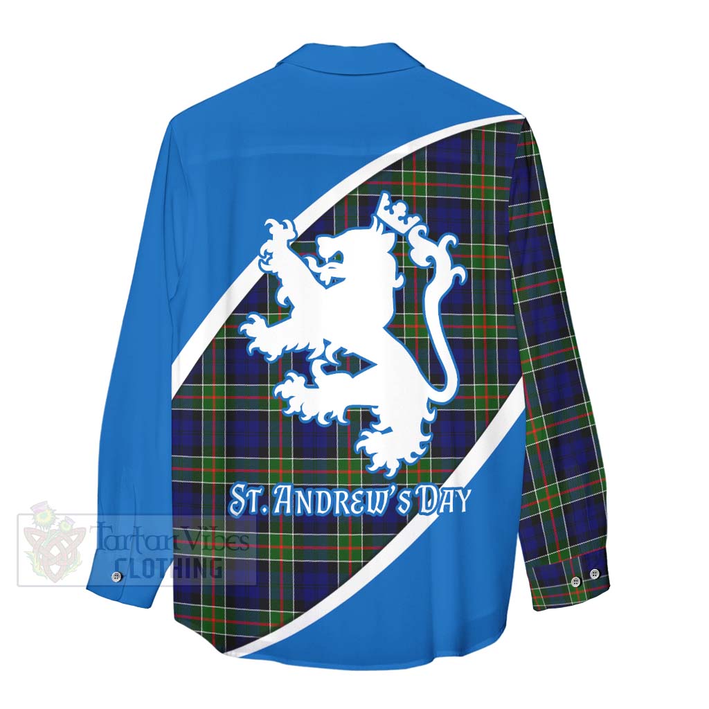 Tartan Vibes Clothing Colquhoun Family Crest Tartan Women's Casual Shirt Celebrate Saint Andrew's Day in Style