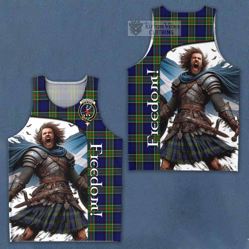 Tartan Vibes Clothing Colquhoun Crest Tartan Men's Tank Top Inspired by the Freedom of Scottish Warrior