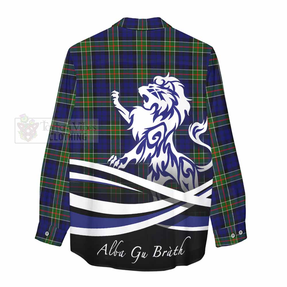 Tartan Vibes Clothing Colquhoun Tartan Women's Casual Shirt with Alba Gu Brath Regal Lion Emblem