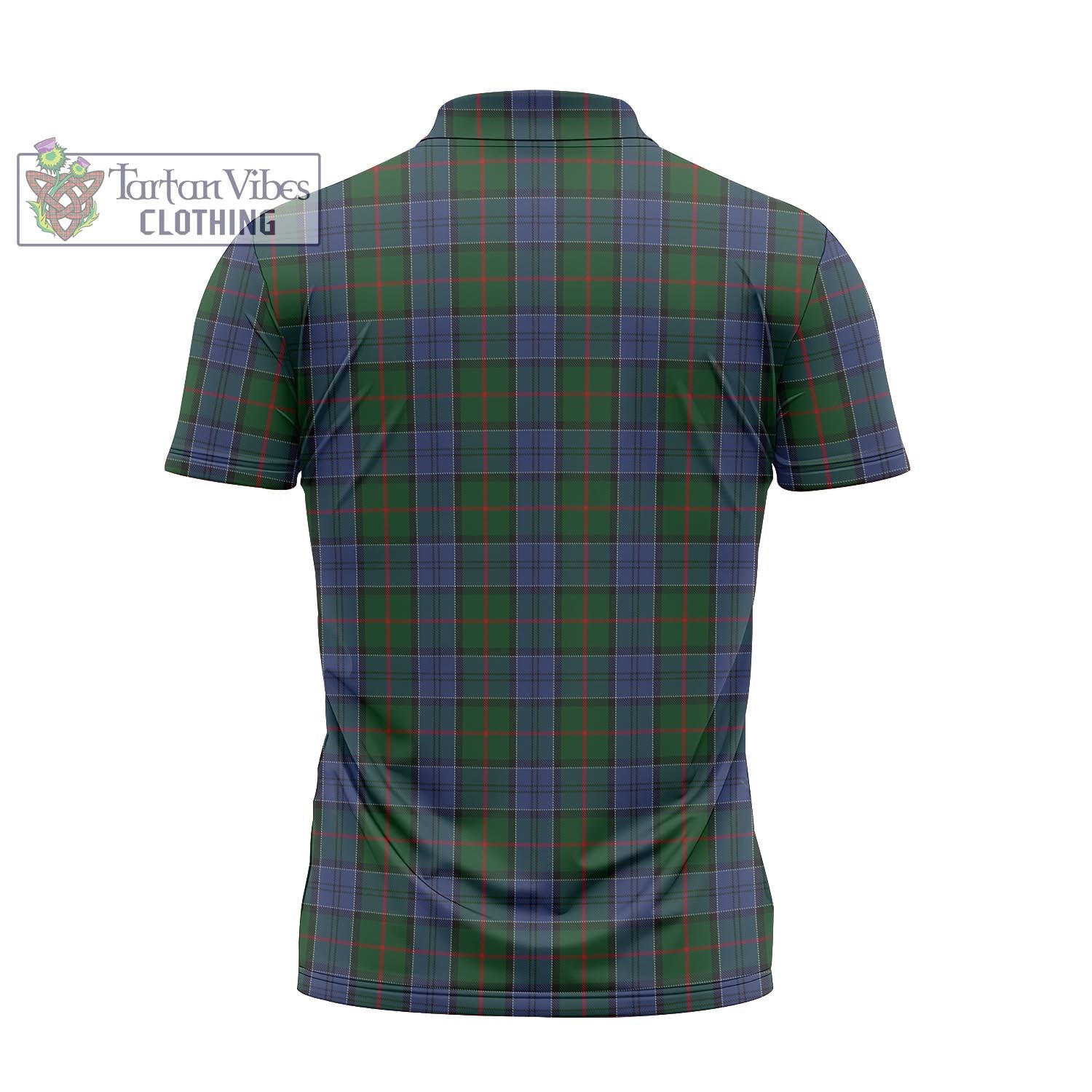 Tartan Vibes Clothing Colquhoun Tartan Zipper Polo Shirt with Family Crest