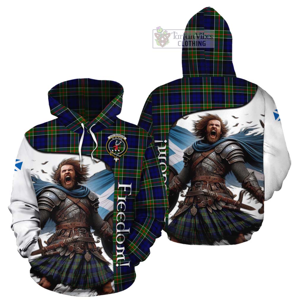 Tartan Vibes Clothing Colquhoun Crest Tartan Cotton Hoodie Inspired by the Freedom of Scottish Warrior