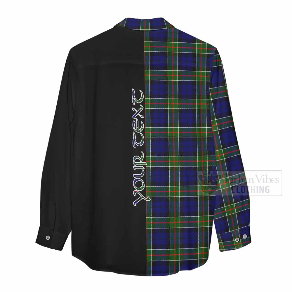 Tartan Vibes Clothing Colquhoun Tartan Women's Casual Shirt with Family Crest and Half Of Me Style