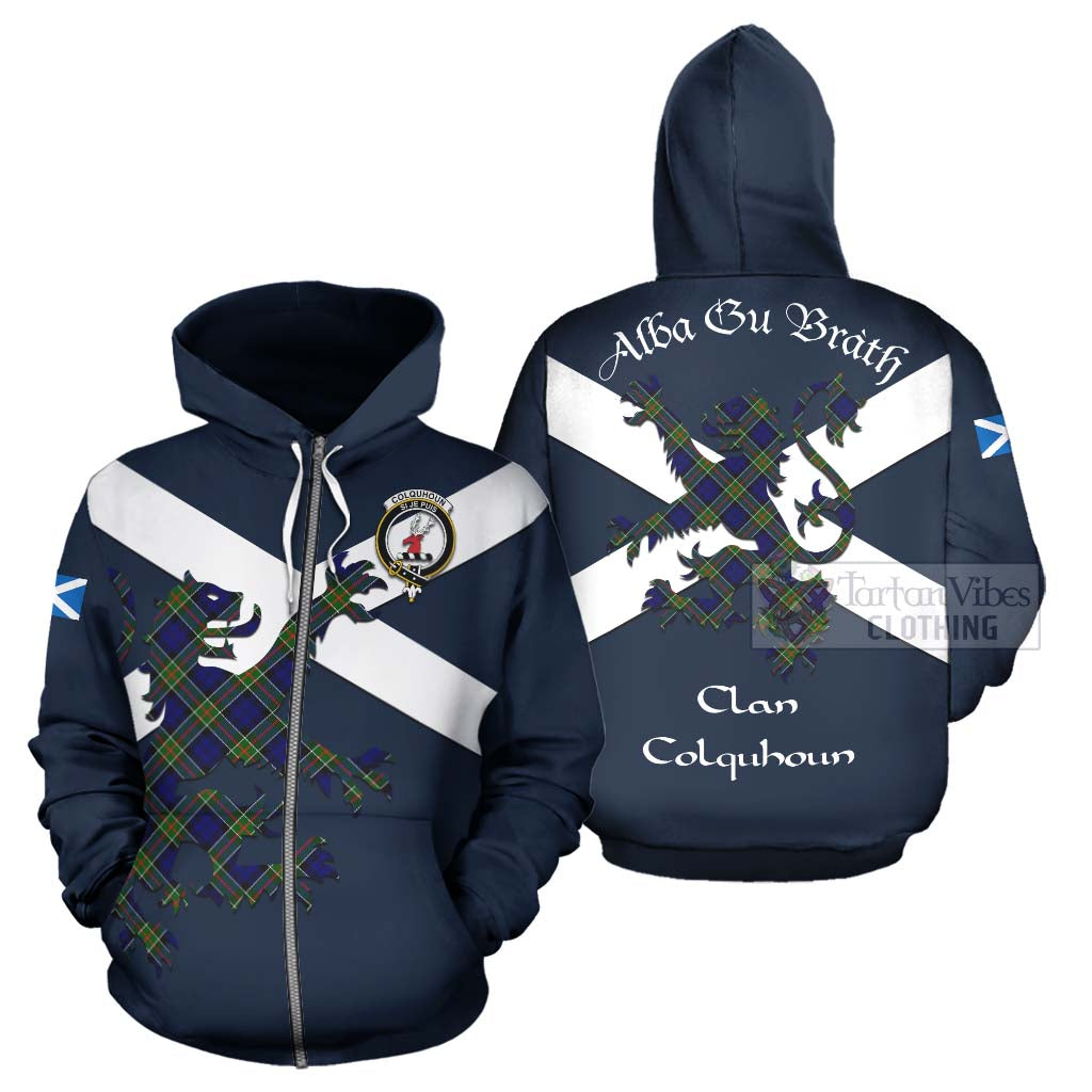 Tartan Vibes Clothing Colquhoun Tartan Lion Rampant Hoodie – Proudly Display Your Heritage with Alba Gu Brath and Clan Name