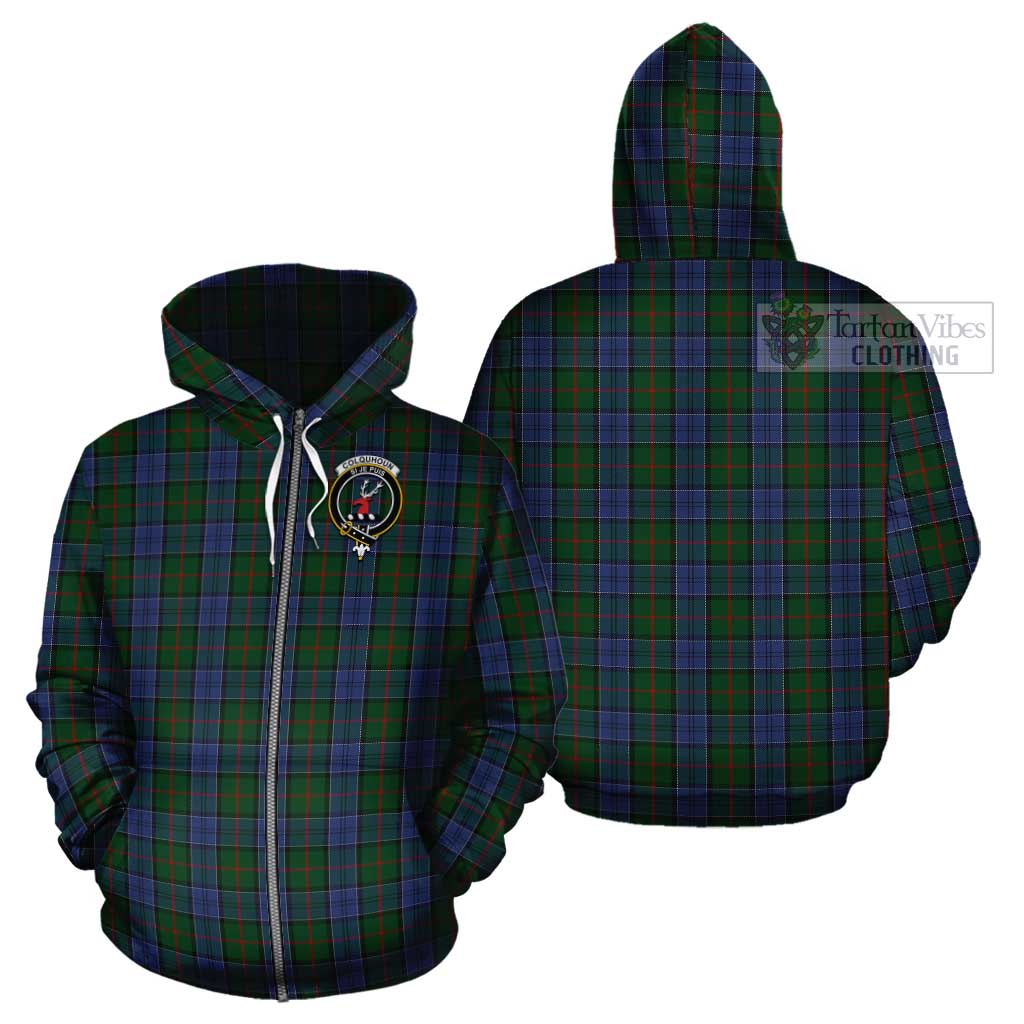 Tartan Vibes Clothing Colquhoun Tartan Cotton Hoodie with Family Crest