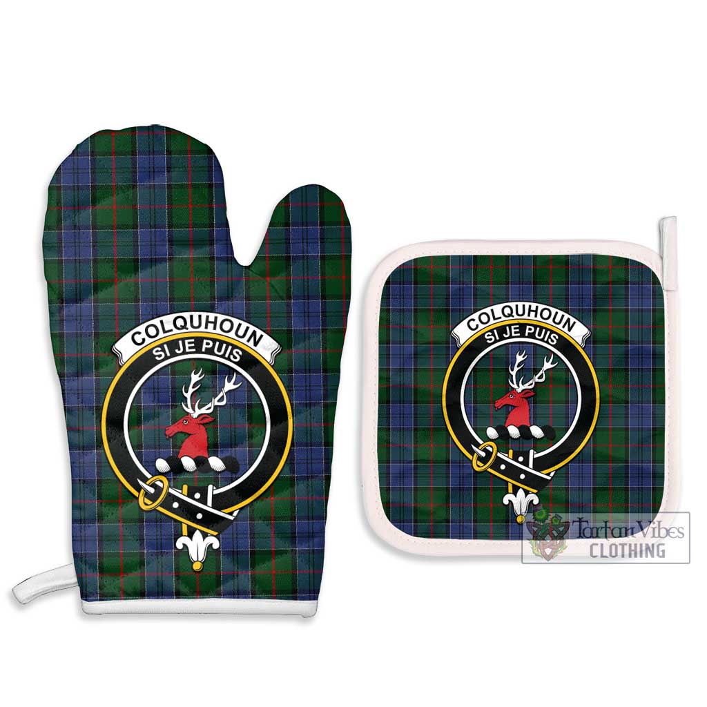 Tartan Vibes Clothing Colquhoun Tartan Combo Oven Mitt & Pot-Holder with Family Crest