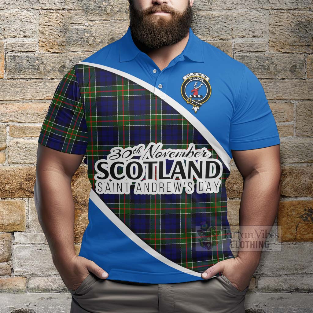 Tartan Vibes Clothing Colquhoun Family Crest Tartan Polo Shirt Celebrate Saint Andrew's Day in Style