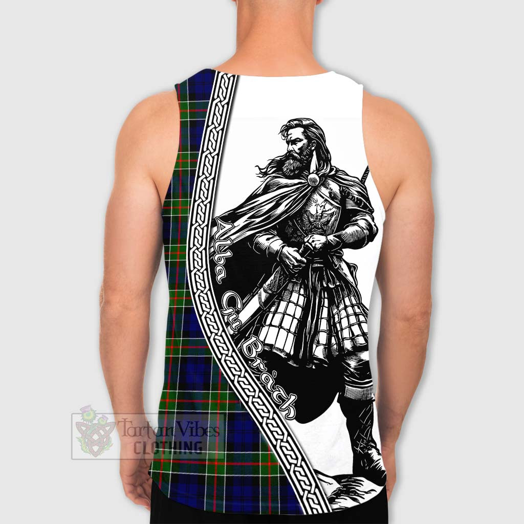 Tartan Vibes Clothing Colquhoun Tartan Clan Crest Men's Tank Top with Highlander Warrior Celtic Style