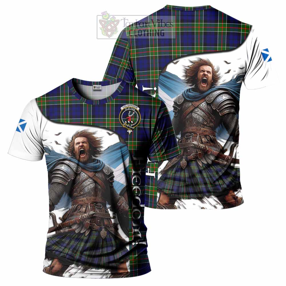 Colquhoun Crest Tartan T-Shirt Inspired by the Freedom of Scottish Warrior