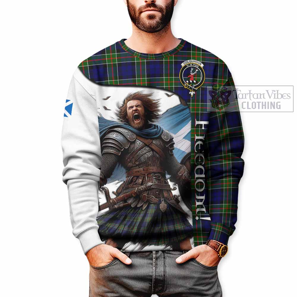 Tartan Vibes Clothing Colquhoun Crest Tartan Sweatshirt Inspired by the Freedom of Scottish Warrior