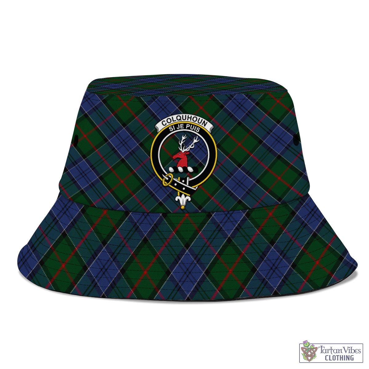 Tartan Vibes Clothing Colquhoun Tartan Bucket Hat with Family Crest