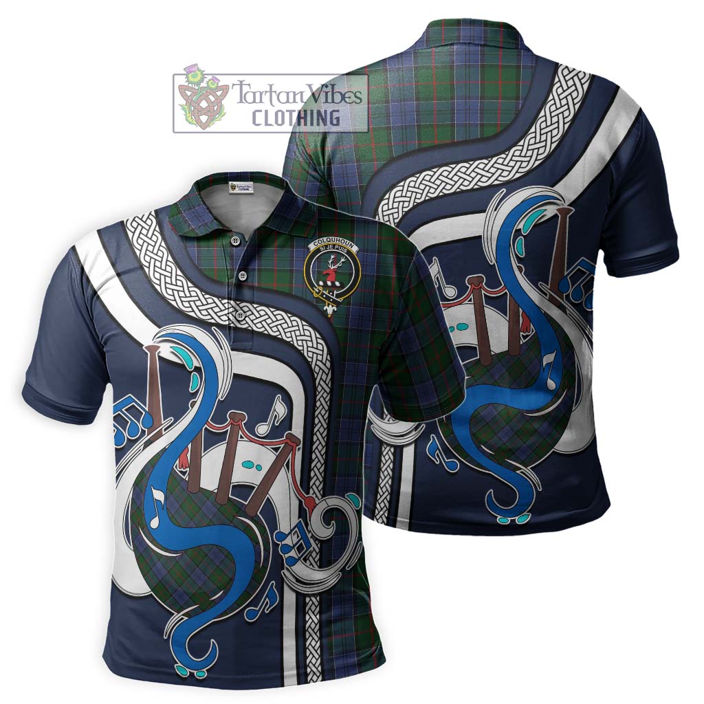 Tartan Vibes Clothing Colquhoun Tartan Polo Shirt with Epic Bagpipe Style