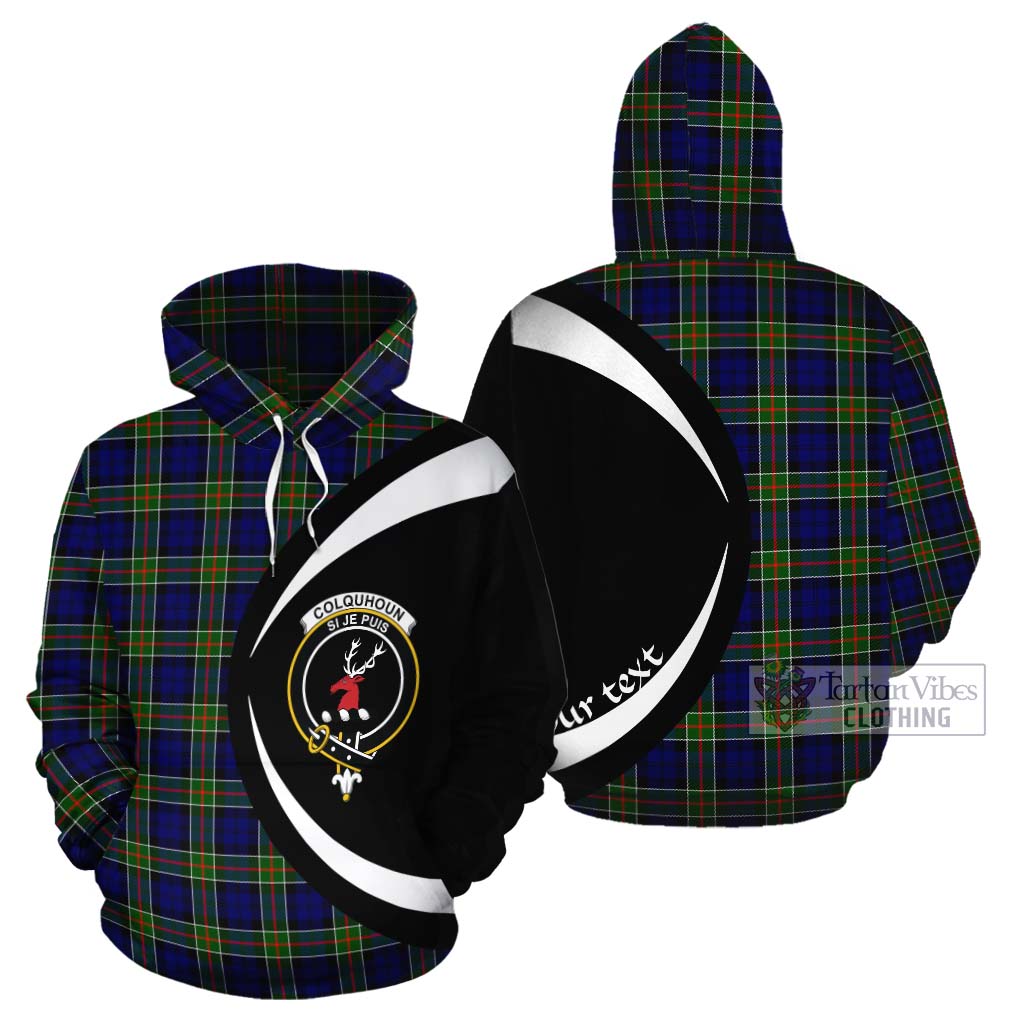 Tartan Vibes Clothing Colquhoun Tartan Cotton Hoodie with Family Crest Circle Style