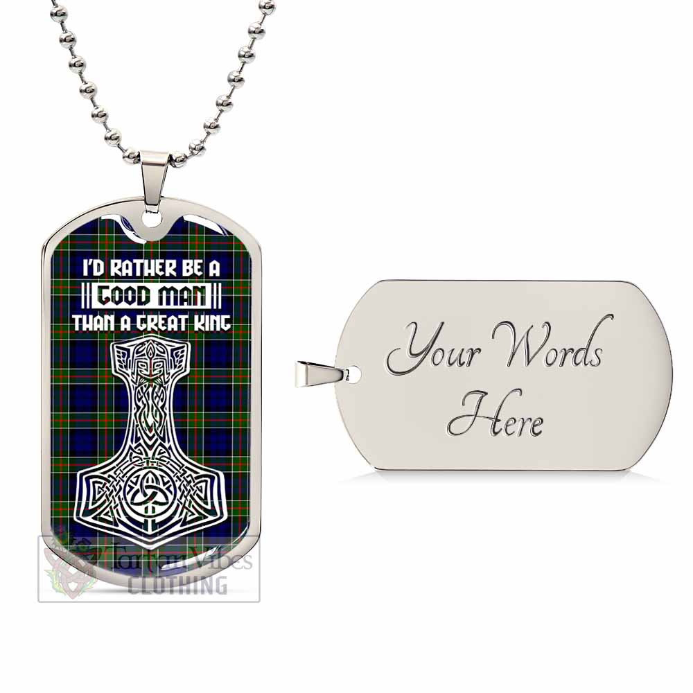 Tartan Vibes Clothing Colquhoun Tartan Dog Tag Necklace Viking Mjolnir Style