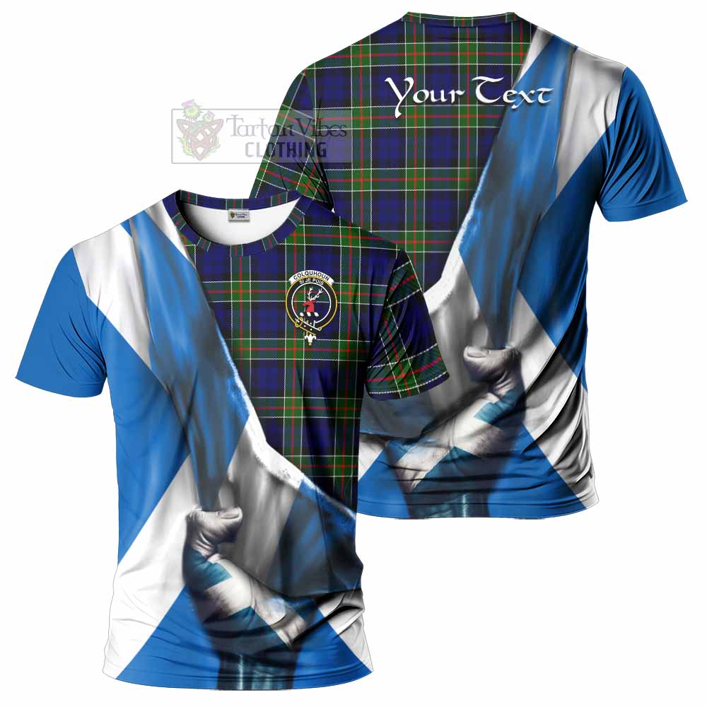 Tartan Vibes Clothing Colquhoun Tartan T-Shirt with Family Crest Scotland Patriotic Style