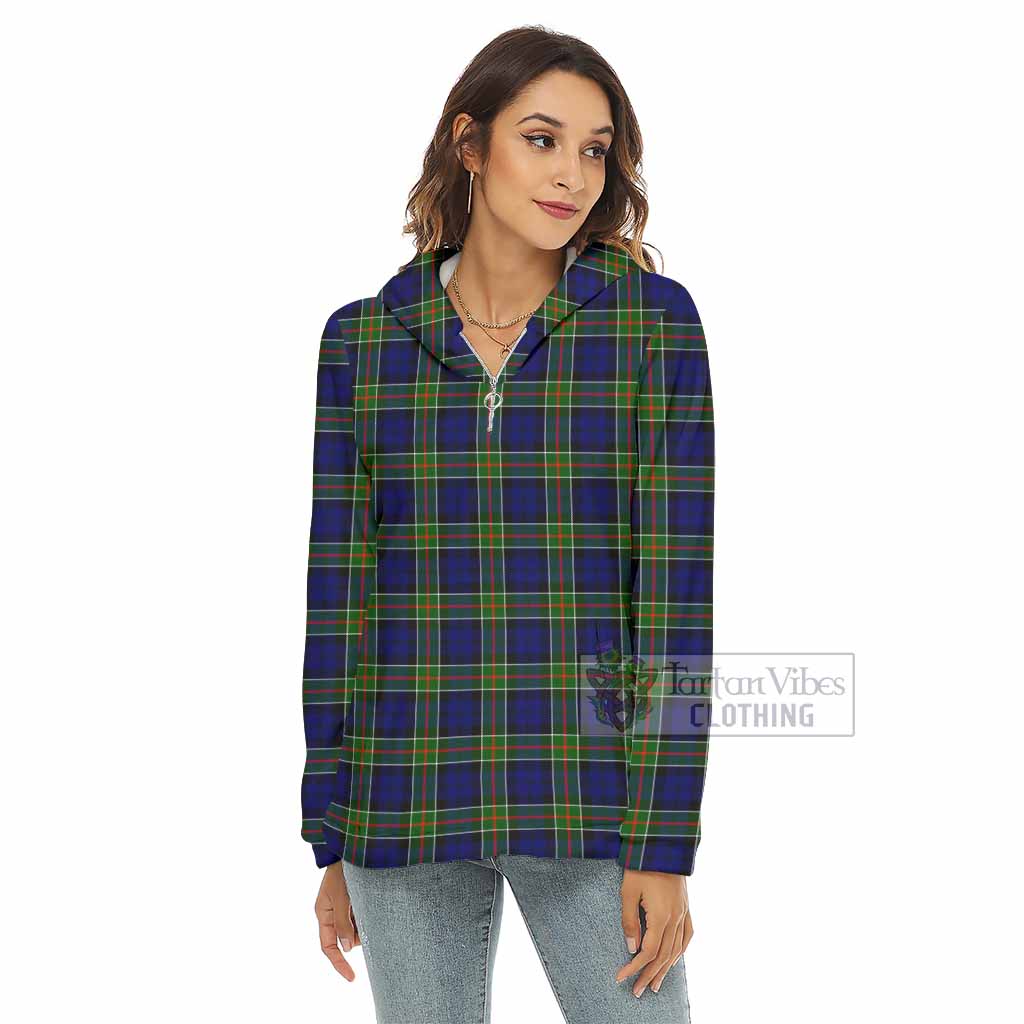 Colquhoun Tartan Women's Borg Fleece Hoodie with Half Zip - Tartan Vibes Clothing