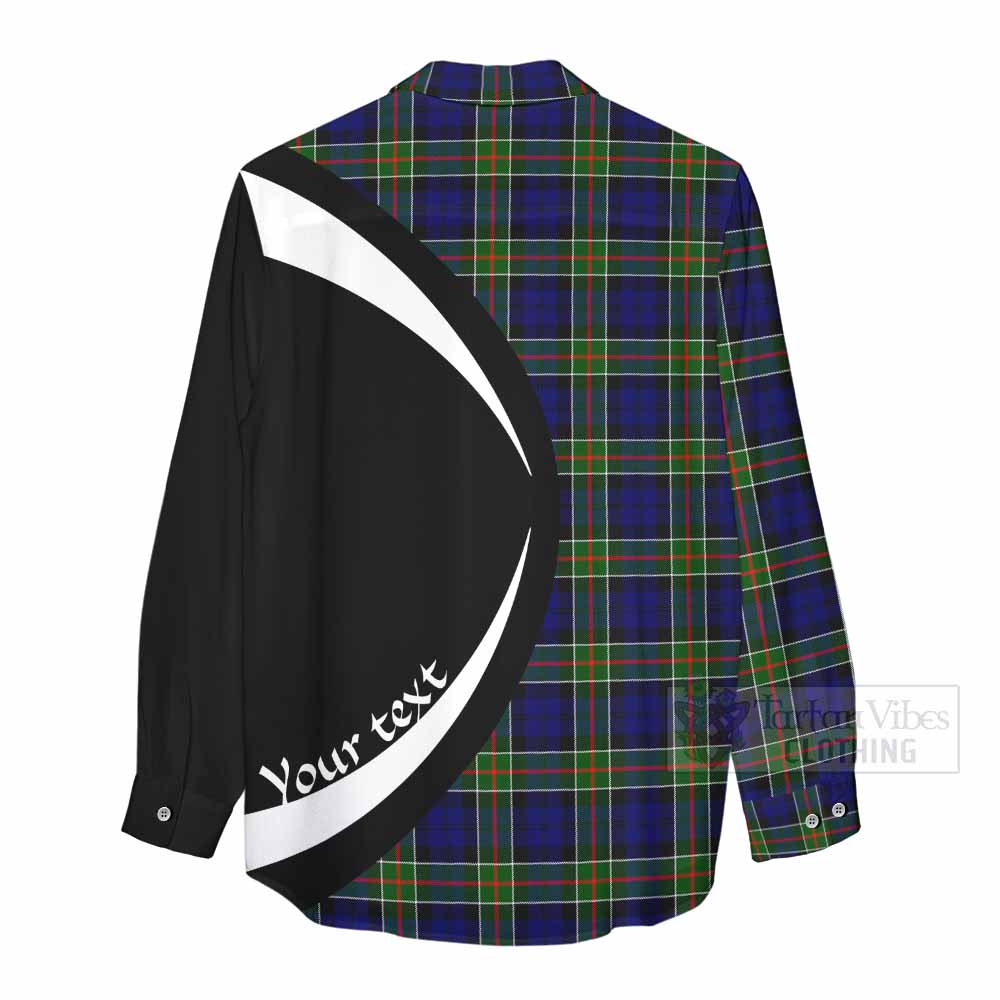 Tartan Vibes Clothing Colquhoun Tartan Women's Casual Shirt with Family Crest Circle Style