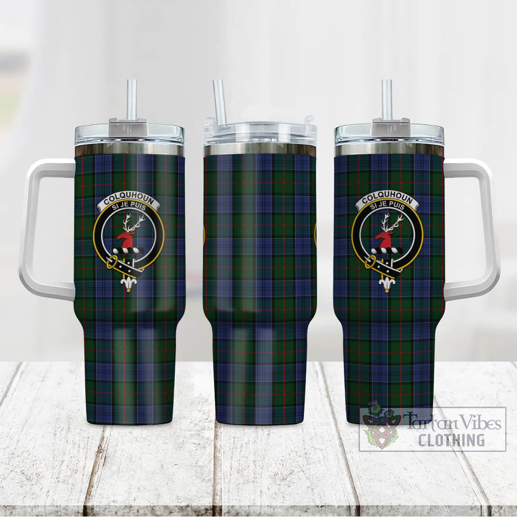 Tartan Vibes Clothing Colquhoun Tartan and Family Crest Tumbler with Handle