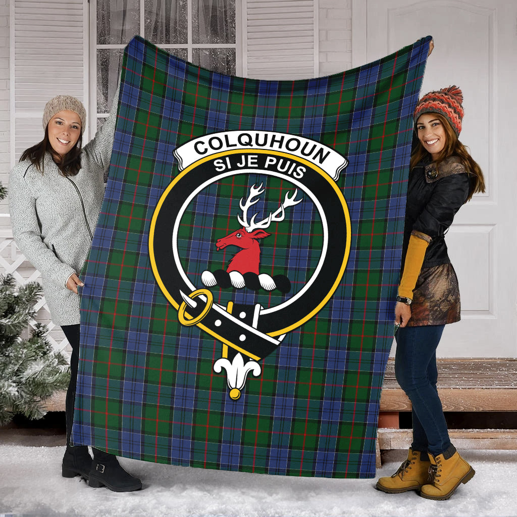 colquhoun-tartab-blanket-with-family-crest