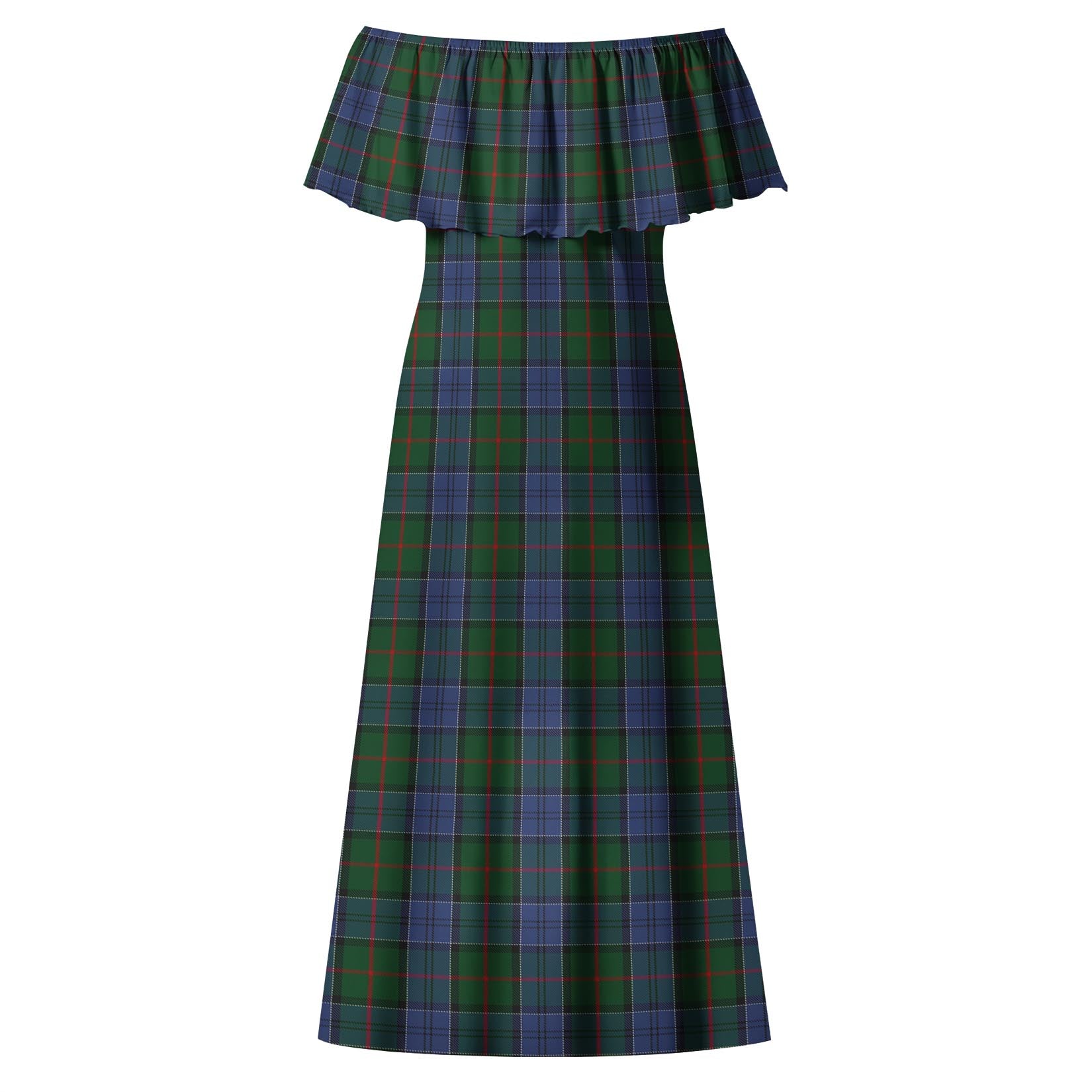 Colquhoun Tartan Off Shoulder Long Dress - Tartanvibesclothing