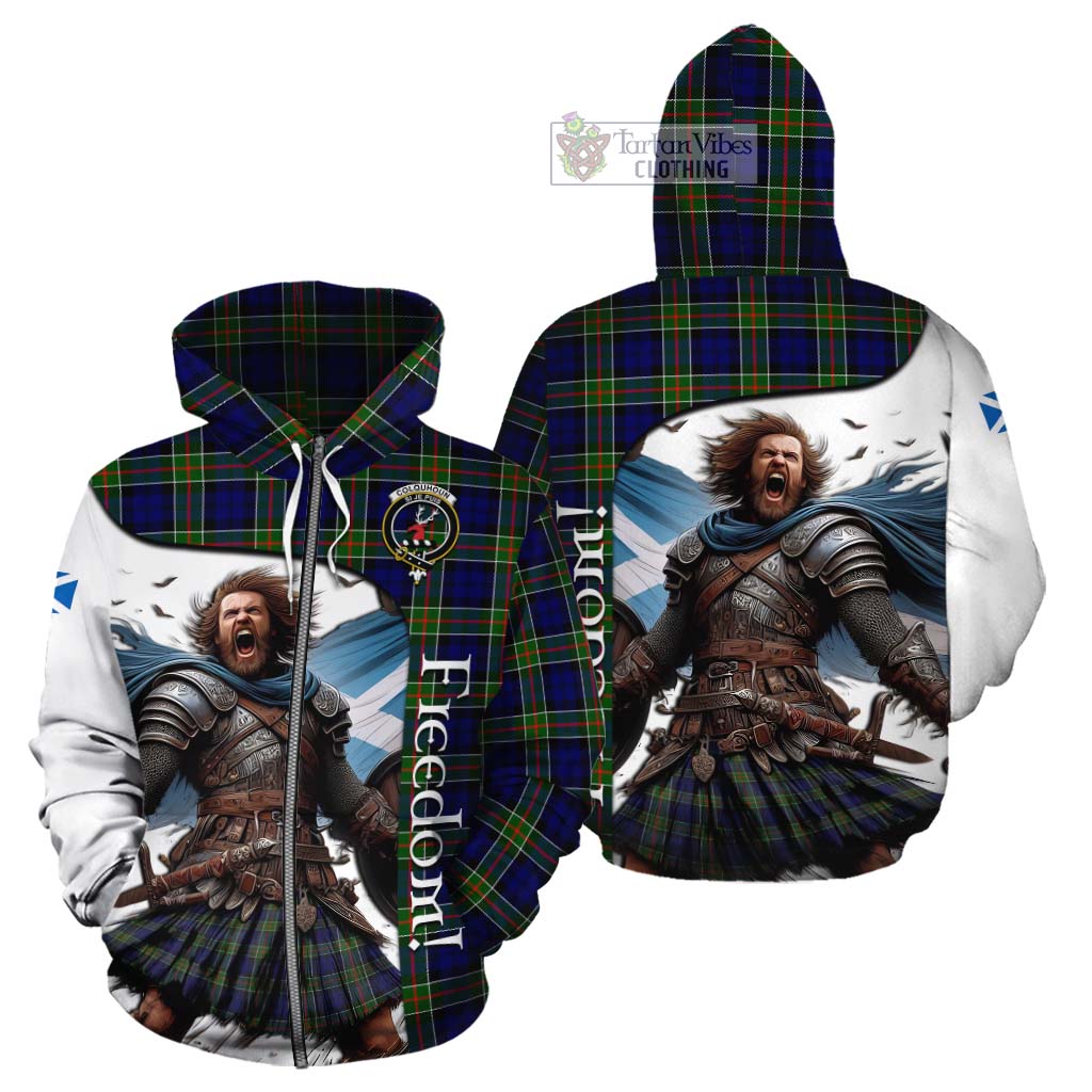 Tartan Vibes Clothing Colquhoun Crest Tartan Cotton Hoodie Inspired by the Freedom of Scottish Warrior