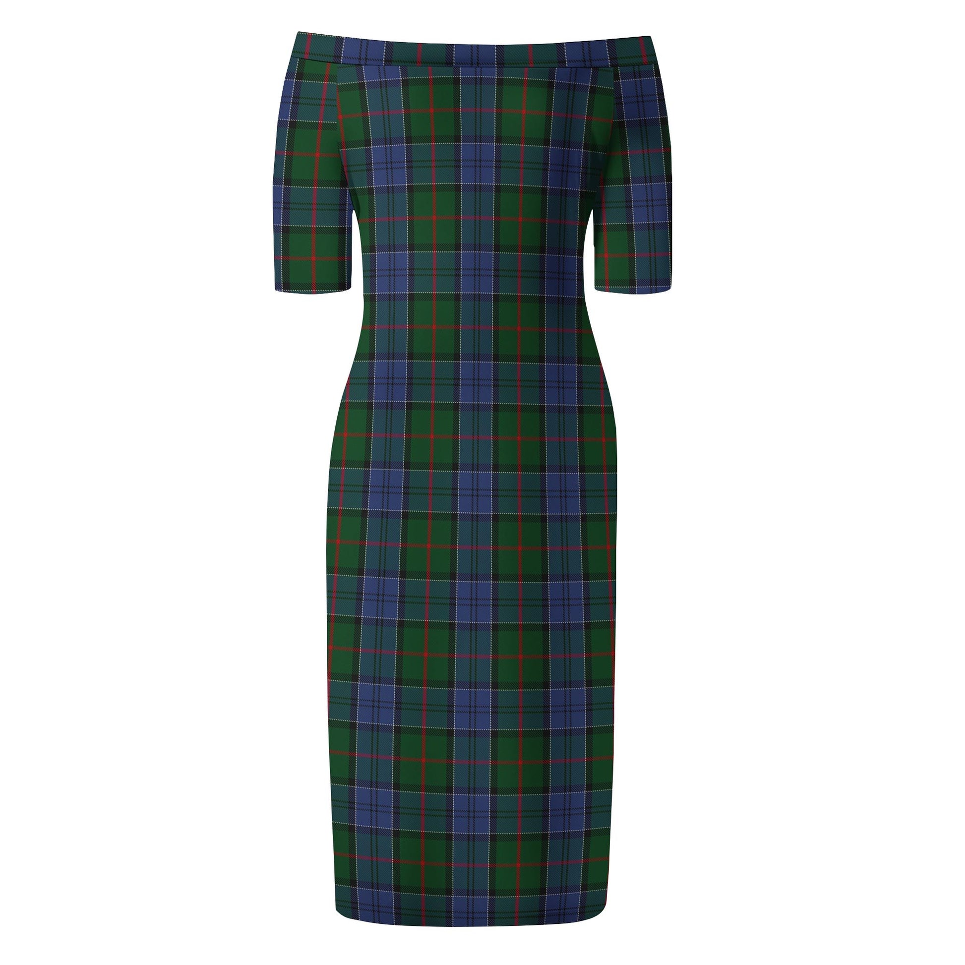 Colquhoun Tartan Off Shoulder Lady Dress - Tartanvibesclothing