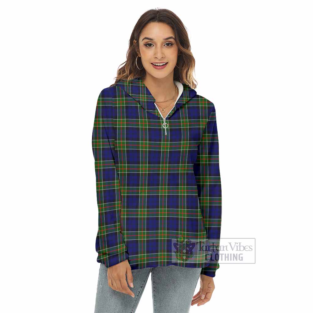 Colquhoun Tartan Women's Borg Fleece Hoodie with Half Zip - Tartan Vibes Clothing