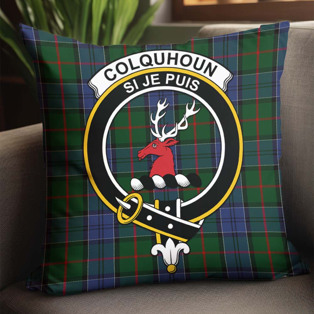 Colquhoun Tartan Pillow Cover with Family Crest - Tartanvibesclothing