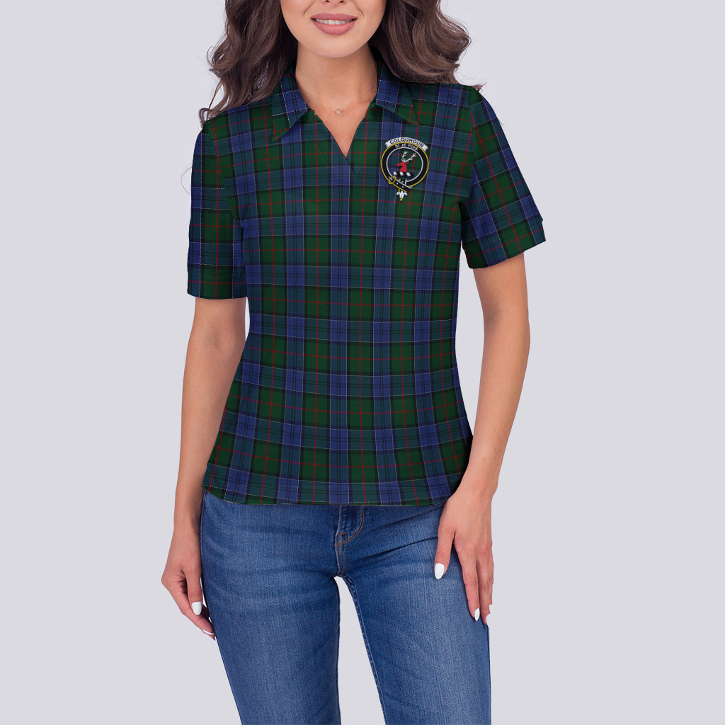 colquhoun-tartan-polo-shirt-with-family-crest-for-women