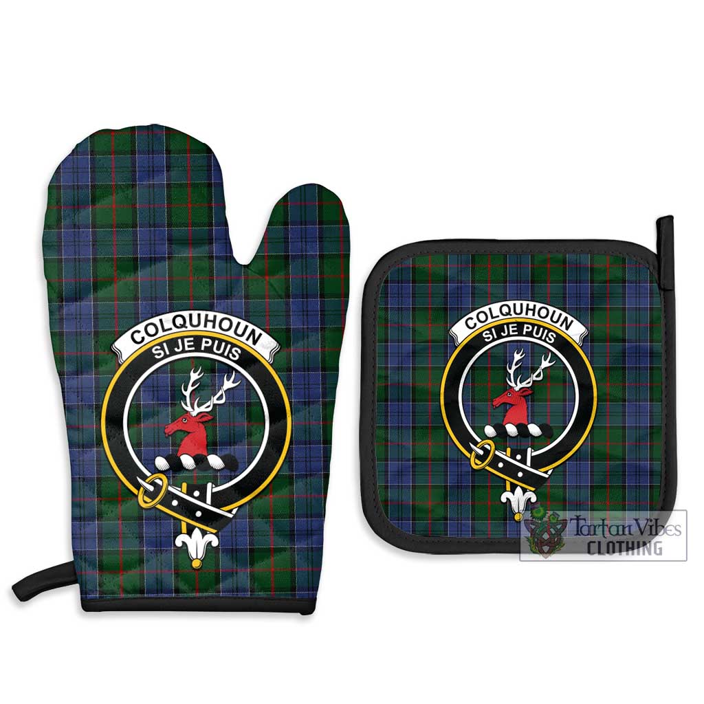 Tartan Vibes Clothing Colquhoun Tartan Combo Oven Mitt & Pot-Holder with Family Crest