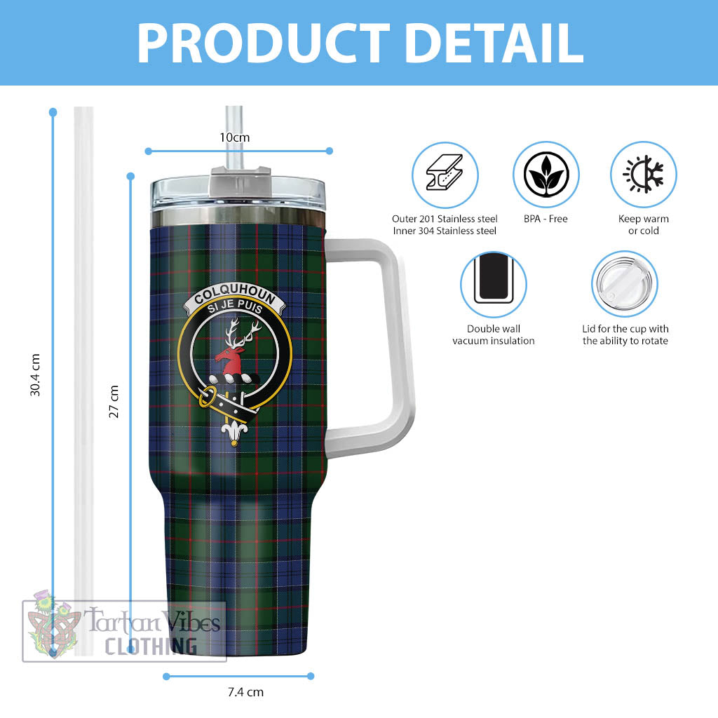 Tartan Vibes Clothing Colquhoun Tartan and Family Crest Tumbler with Handle