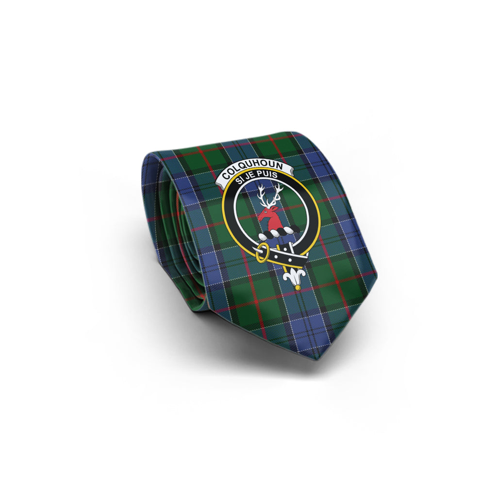 Colquhoun Tartan Classic Necktie with Family Crest - Tartan Vibes Clothing