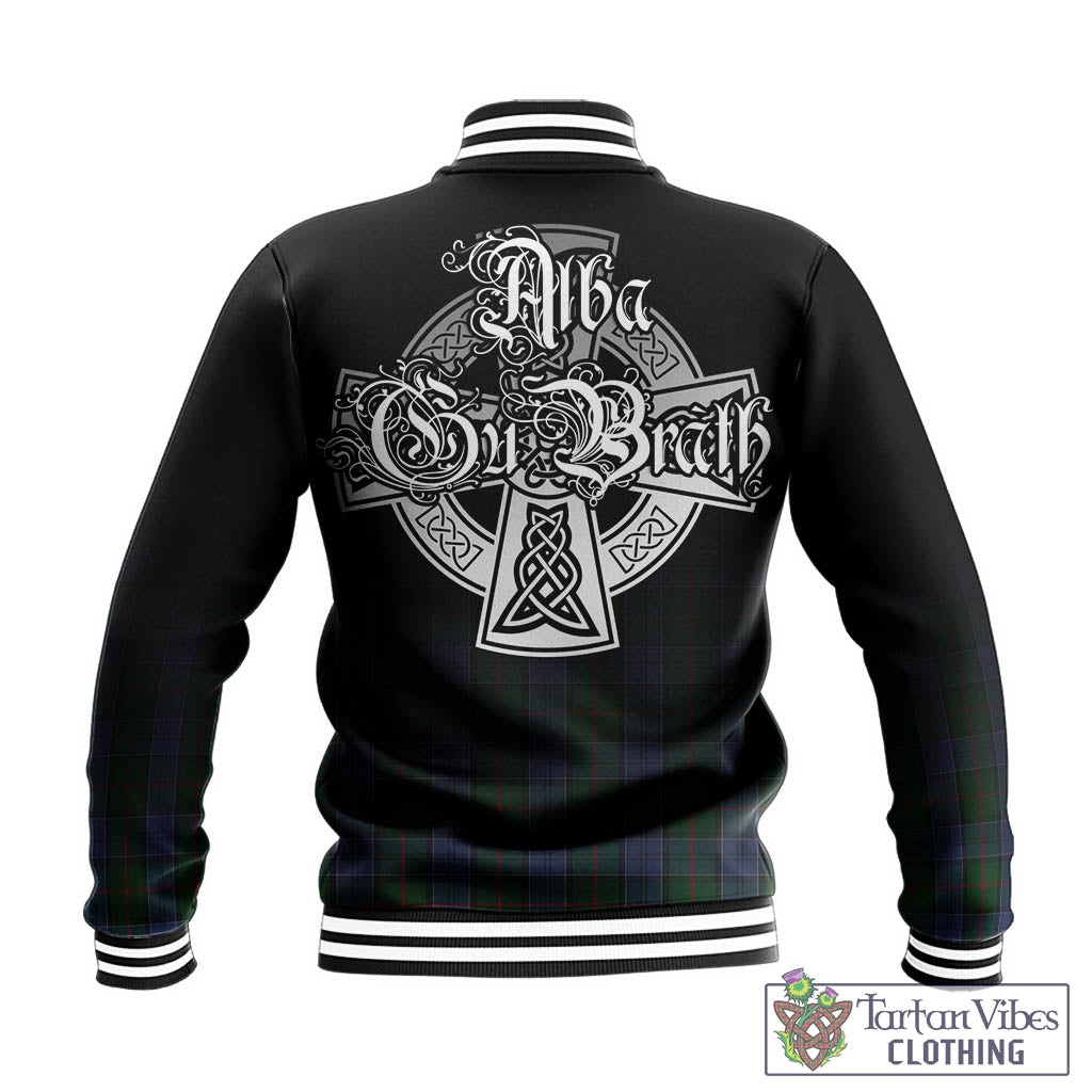 Tartan Vibes Clothing Colquhoun Tartan Baseball Jacket Featuring Alba Gu Brath Family Crest Celtic Inspired