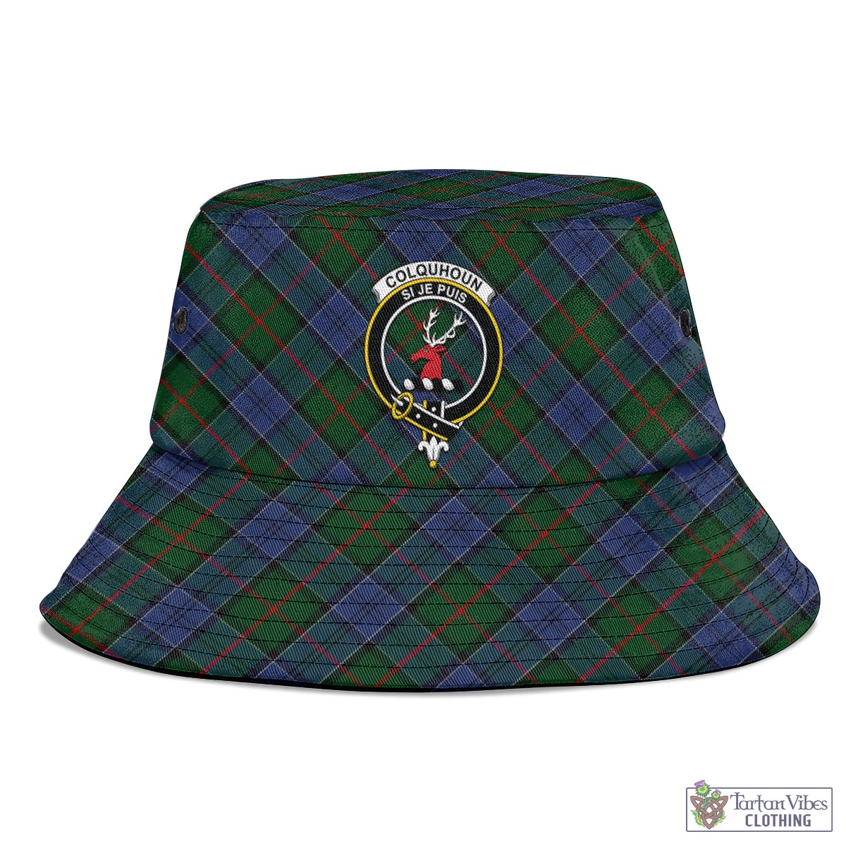 Tartan Vibes Clothing Colquhoun Tartan Bucket Hat with Family Crest