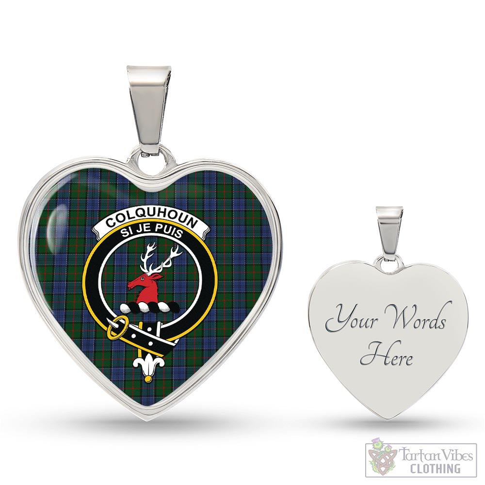 Tartan Vibes Clothing Colquhoun Tartan Heart Necklace with Family Crest