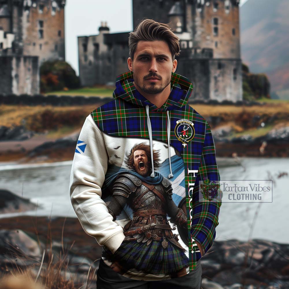 Tartan Vibes Clothing Colquhoun Crest Tartan Cotton Hoodie Inspired by the Freedom of Scottish Warrior