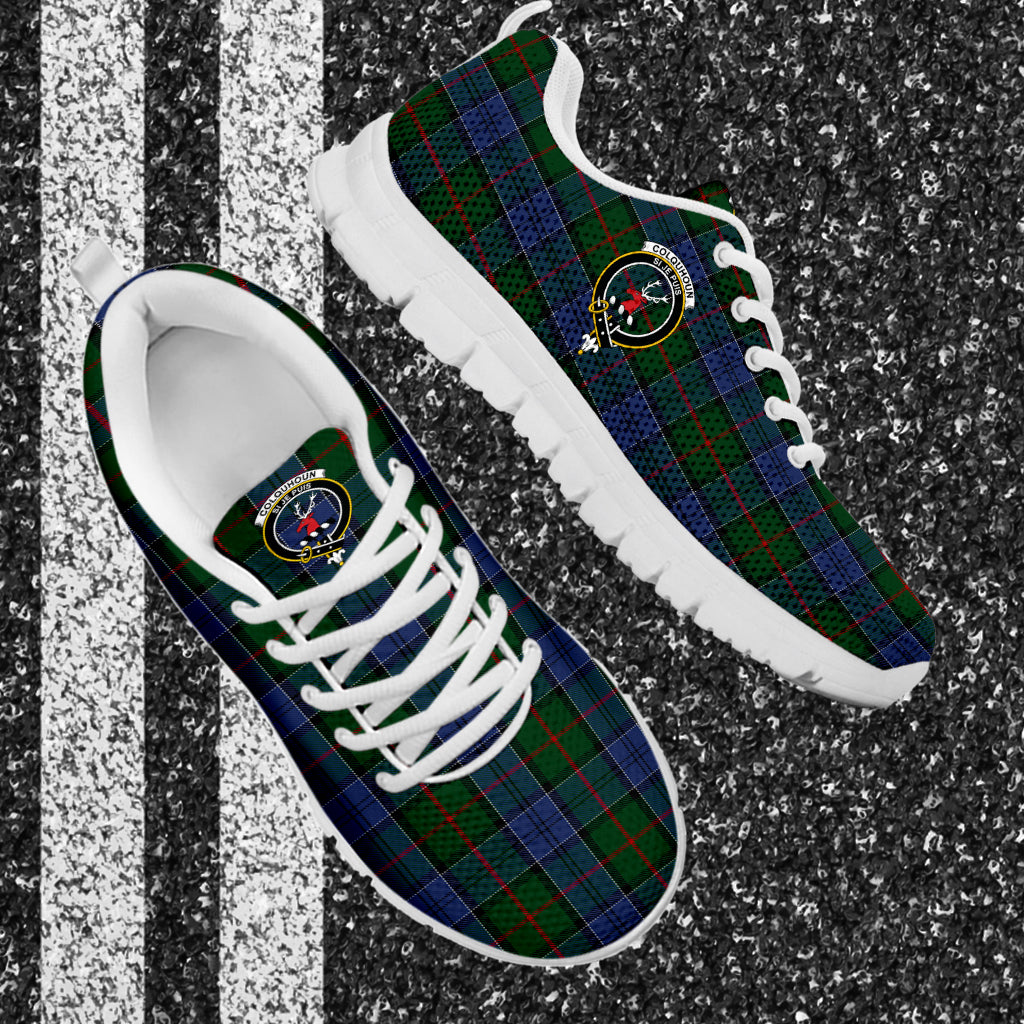 Colquhoun Tartan Sneakers with Family Crest - Tartan Vibes Clothing