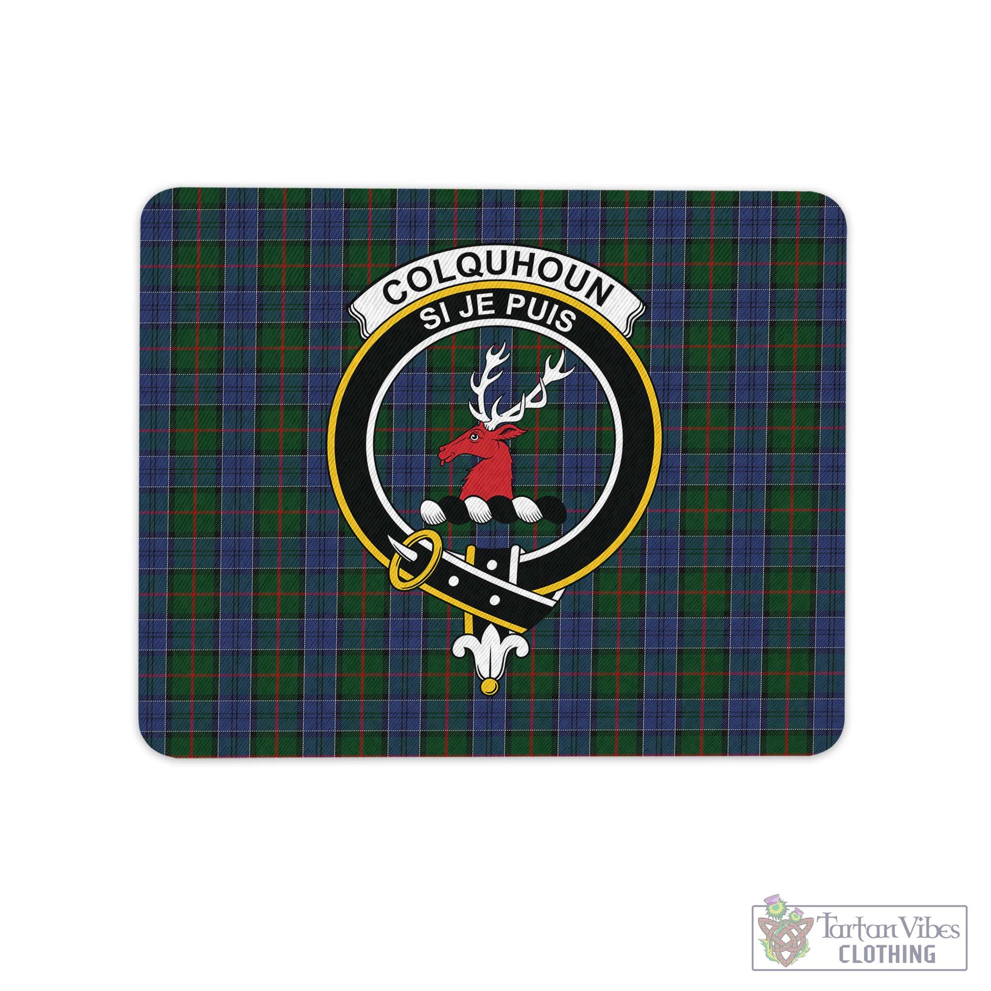 Tartan Vibes Clothing Colquhoun Tartan Mouse Pad with Family Crest