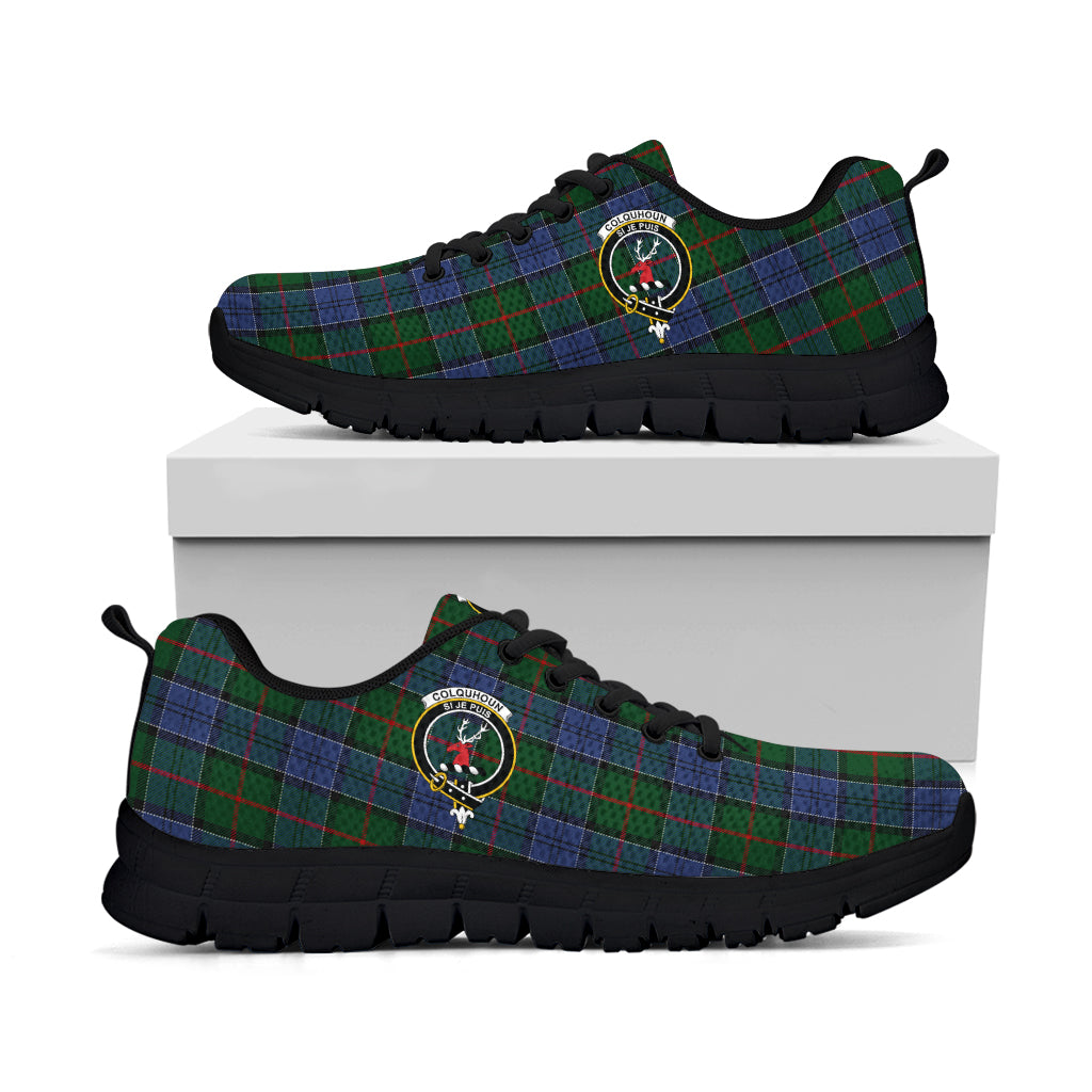 Colquhoun Tartan Sneakers with Family Crest - Tartan Vibes Clothing