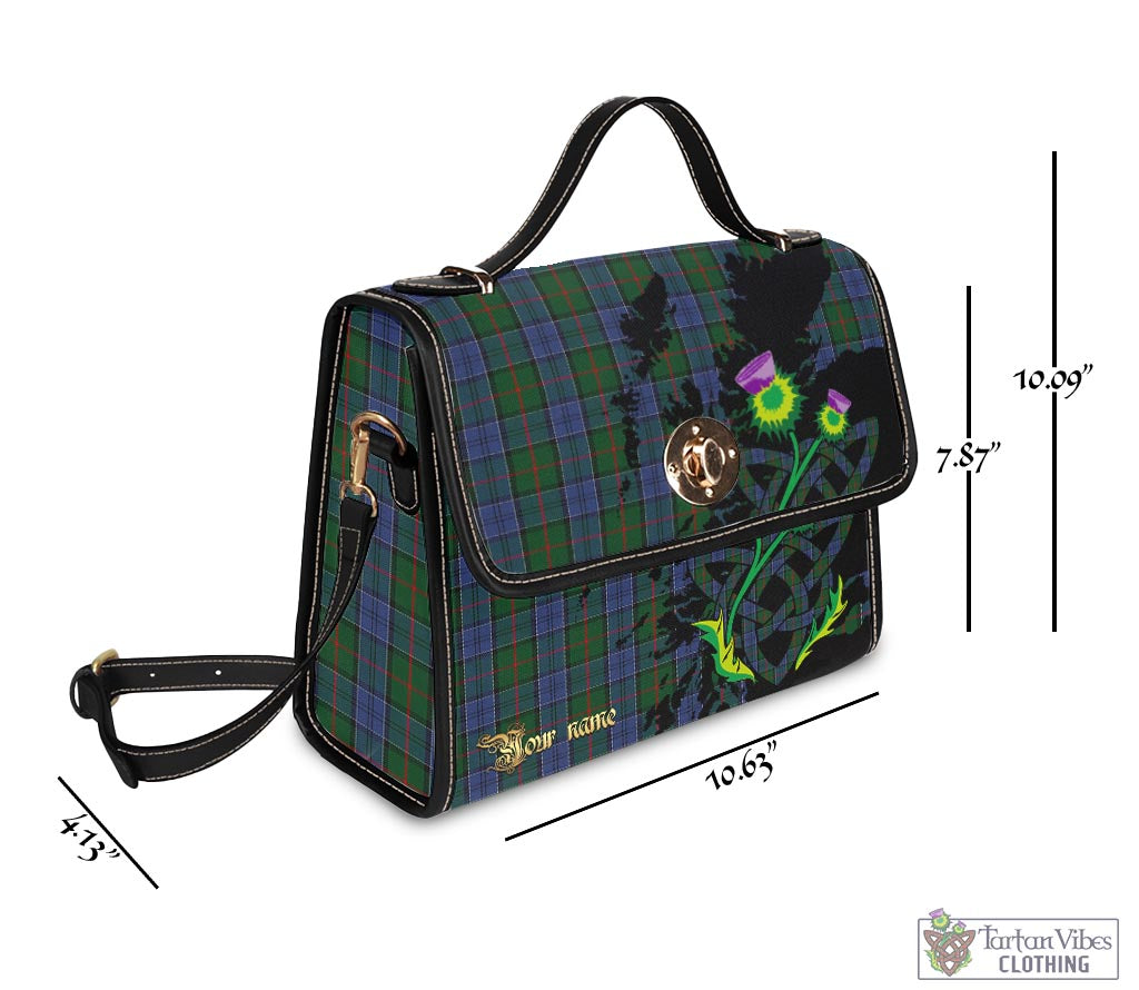 Tartan Vibes Clothing Colquhoun Tartan Waterproof Canvas Bag with Scotland Map and Thistle Celtic Accents