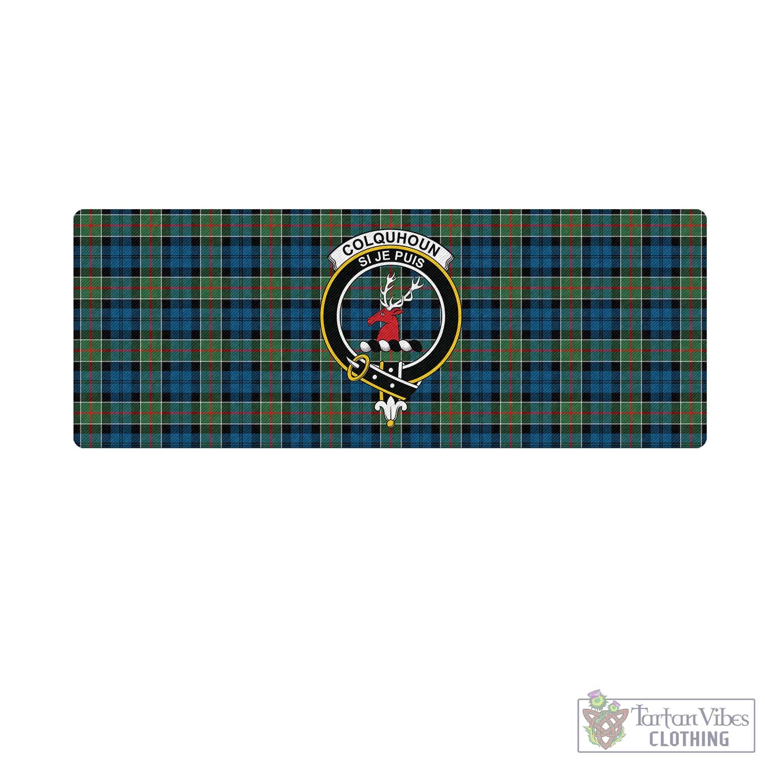 Tartan Vibes Clothing Colquhoun Ancient Tartan Mouse Pad with Family Crest