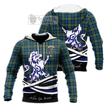 Colquhoun Ancient Tartan Knitted Hoodie with Alba Gu Brath Regal Lion Emblem