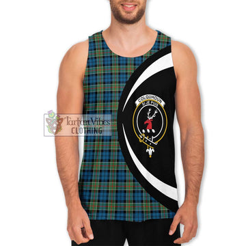 Colquhoun Ancient Tartan Men's Tank Top with Family Crest Circle Style