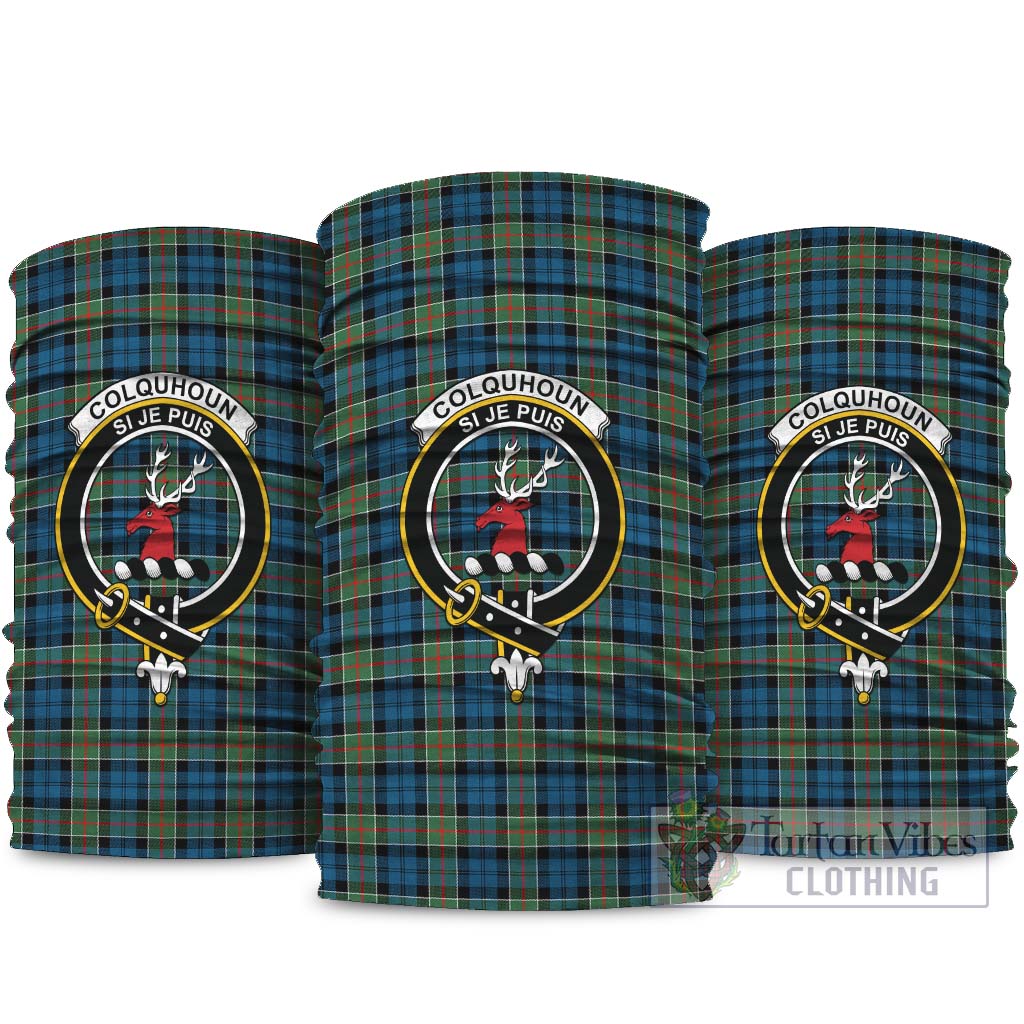 Colquhoun Ancient Tartan Neck Gaiters, Tartan Bandanas, Tartan Head Band with Family Crest