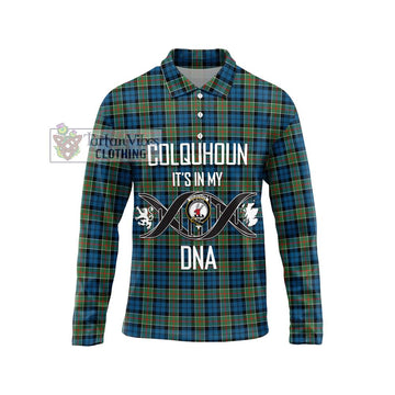 Colquhoun Ancient Tartan Long Sleeve Polo Shirt with Family Crest DNA In Me Style