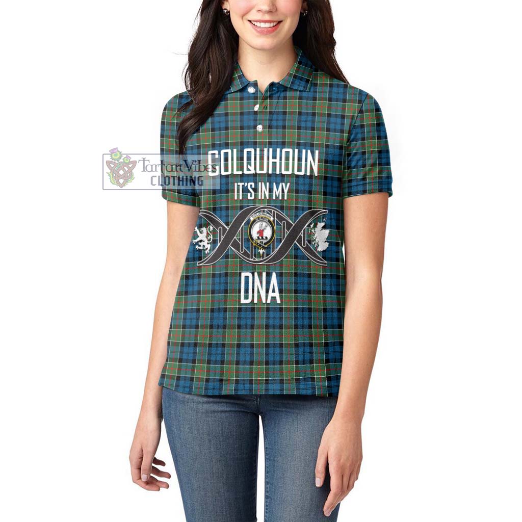 Tartan Vibes Clothing Colquhoun Ancient Tartan Women's Polo Shirt with Family Crest DNA In Me Style