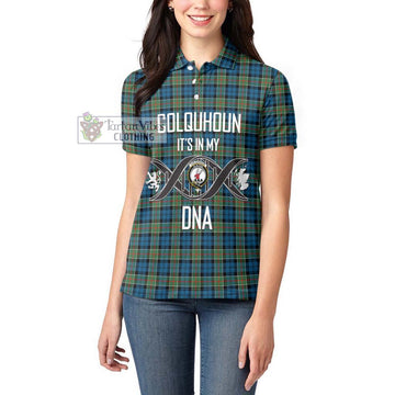 Colquhoun Ancient Tartan Women's Polo Shirt with Family Crest DNA In Me Style