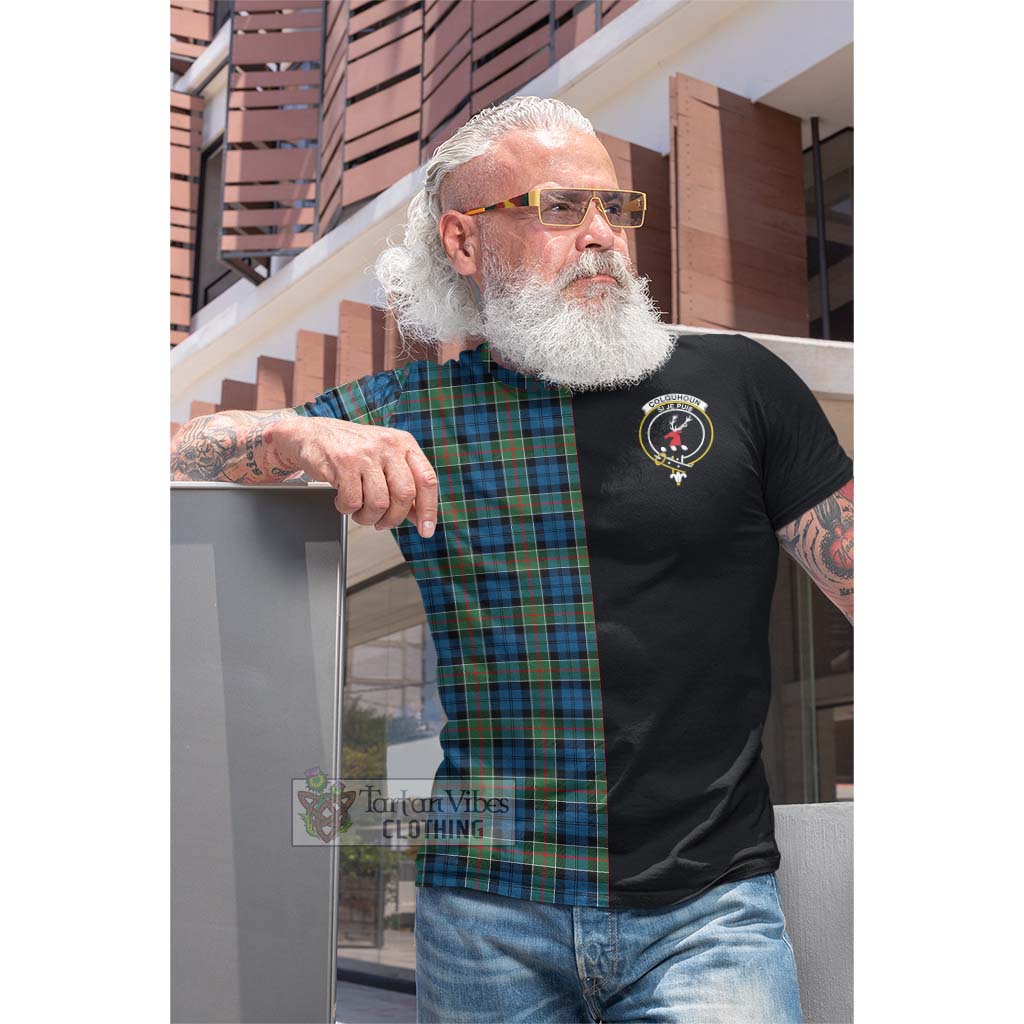 Tartan Vibes Clothing Colquhoun Ancient Tartan Cotton T-shirt with Family Crest and Half Of Me Style