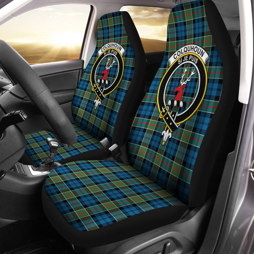 Colquhoun Ancient Tartan Car Seat Cover with Family Crest One Size - Tartanvibesclothing